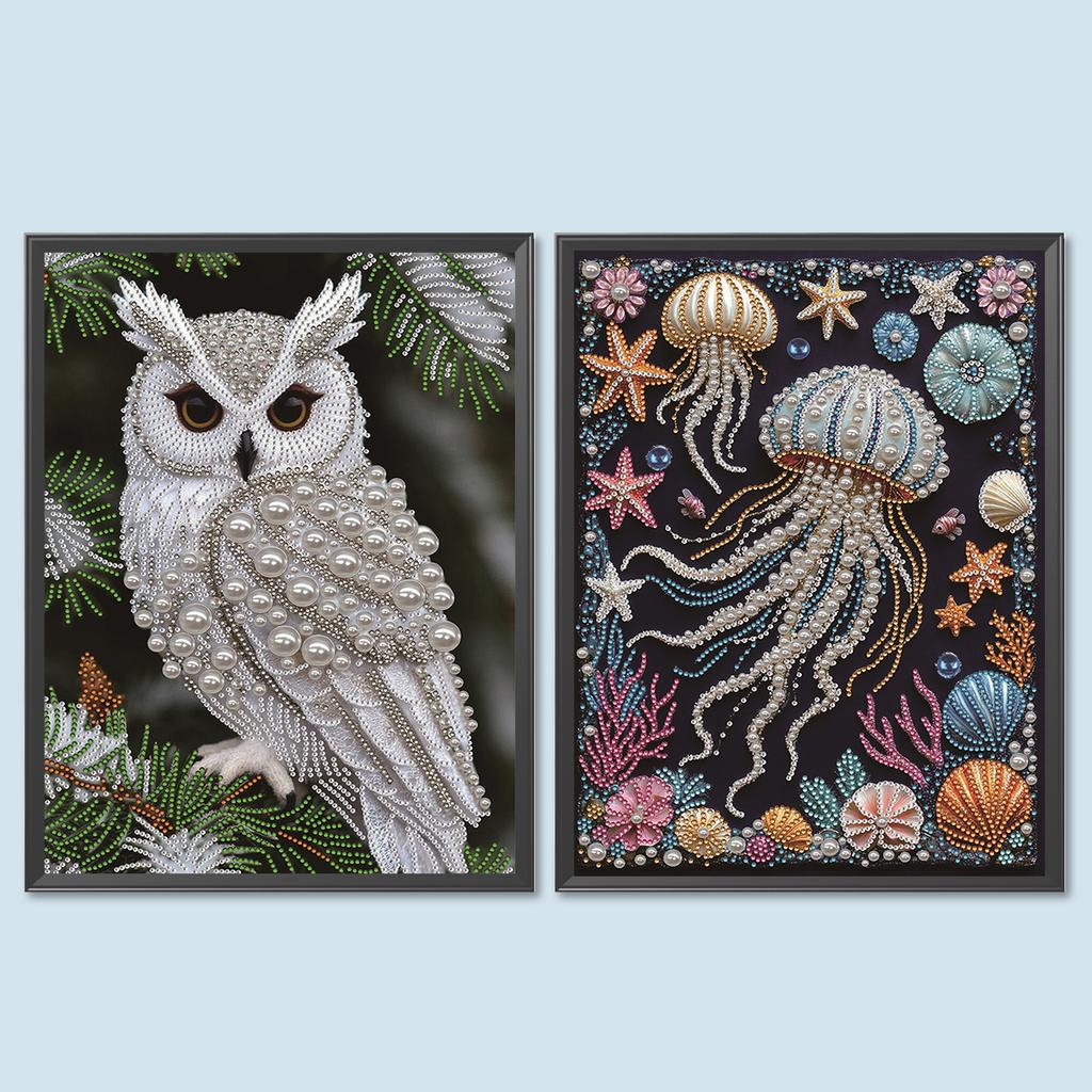 Owl Jellyfish Special Shaped 5D DIY Partial Drill Diamond Painting Kits for Adults Home Decor Diamonds Dots Gem Art Kits 30x40cm