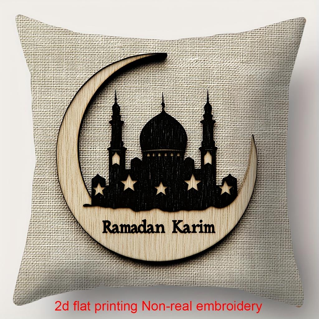 Ramadan Themed Cushion Covers With Mosque Moon Stars Polyester pillowcase, sofa decorative cushion cov Headboard Pillow