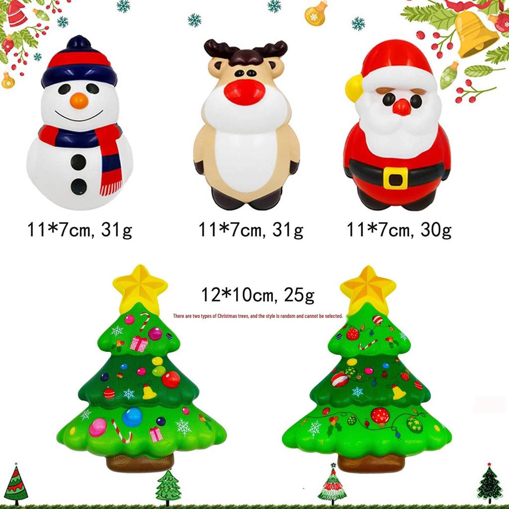 Weihnachtsmann, Schneemann & Rentier Schaumstoff Dekompressionsspielzeug - Langsam zurückfedernde Weihnachts-Puppe