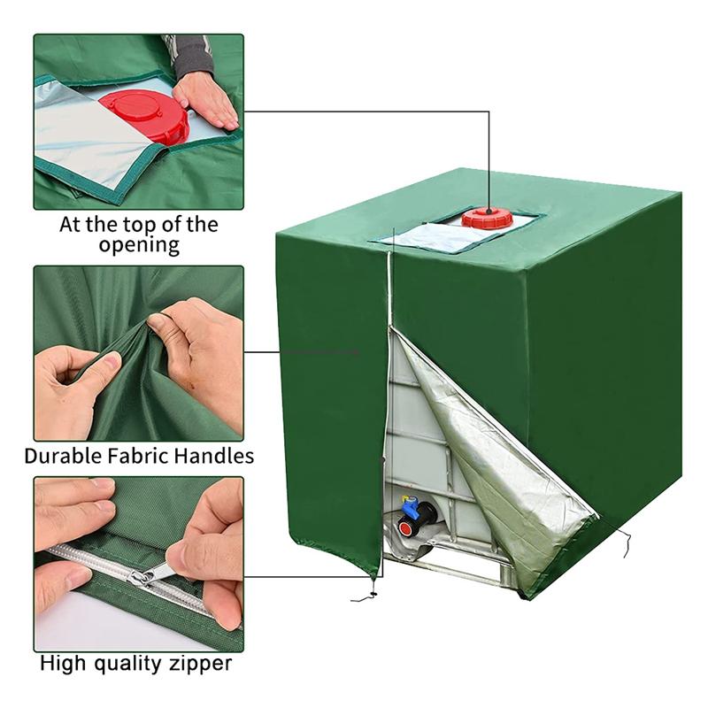 AB34-1000L Waterproof Dustproof Tank Cover Rainwater Tank Oxford Cloth UV Protection Cover Garden Water Tank Cover