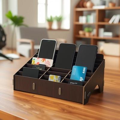Holz Schreibtisch Handyhalter & Organizer mit mehreren Fächern für Studenten & Besprechungen