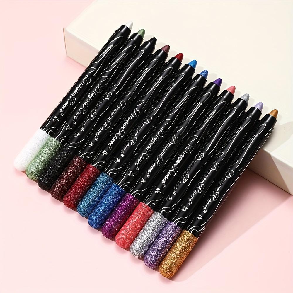 Shining Luster Eyeshadow Pencil 12 Color Mixing Palette Highlighting Eye Contouring and Eyeliner Long-Lasting Waterproof Eyeshadow Stick