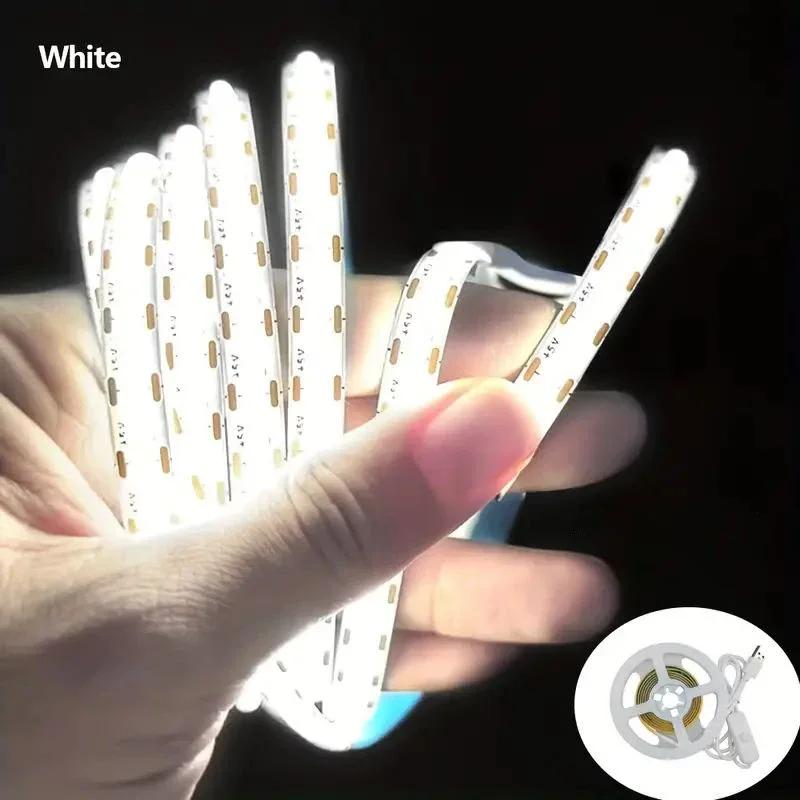 

Светодиодная лента COB с кнопкой переключения, лампа с USB-накопителем 5 В, 320 светодиодов/м, гибкая лента для подсветки телевизора для домашнего декора на рождественскую вечеринку 1m белый