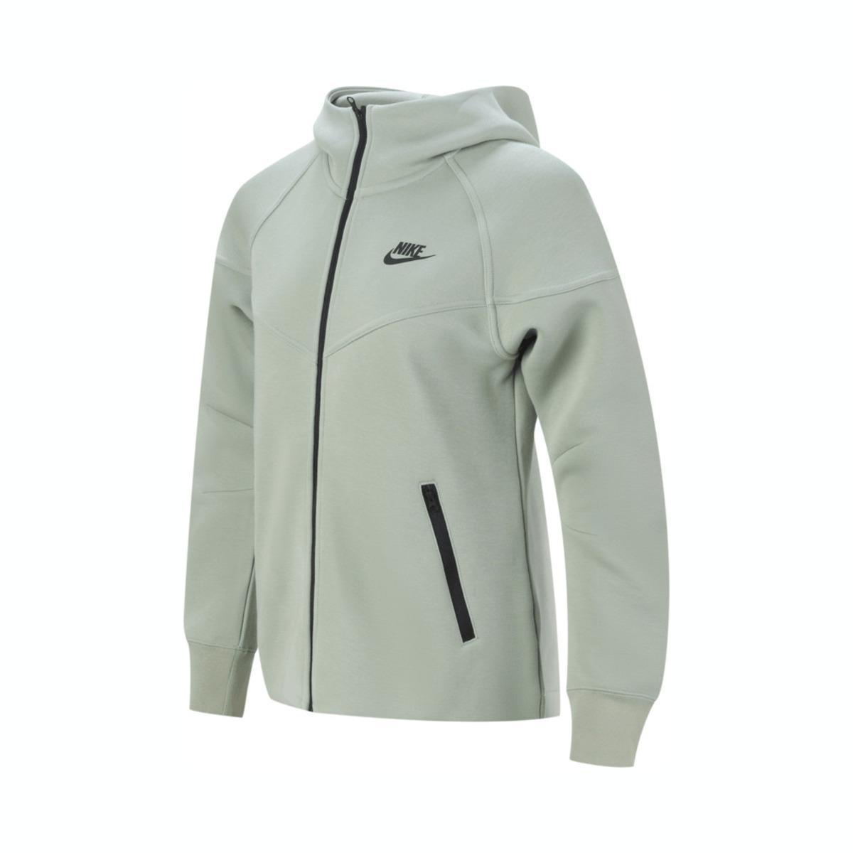 Nike Tech Fleece Logo Design Casual Patchwork Hooded Jacket Women Jackets Green FB8339-370 S