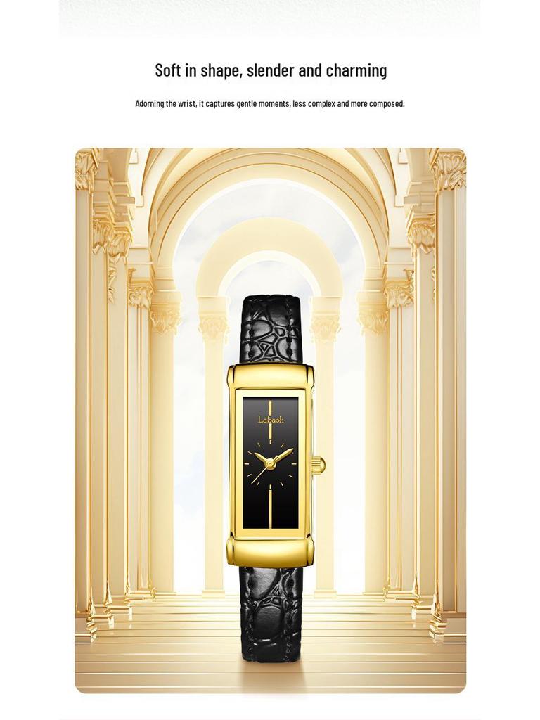 Reloj de Cuarzo Cuadrado para Mujer Laboli Estilo Retro con Correa de Cuero