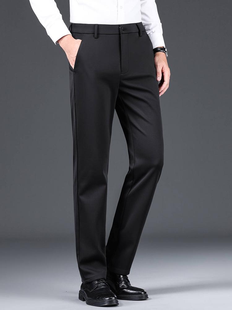 Men's High-Quality Mulberry Silk Business Casual Pants – Non-Iron, Elastic, Straight Leg for Spring/Summer