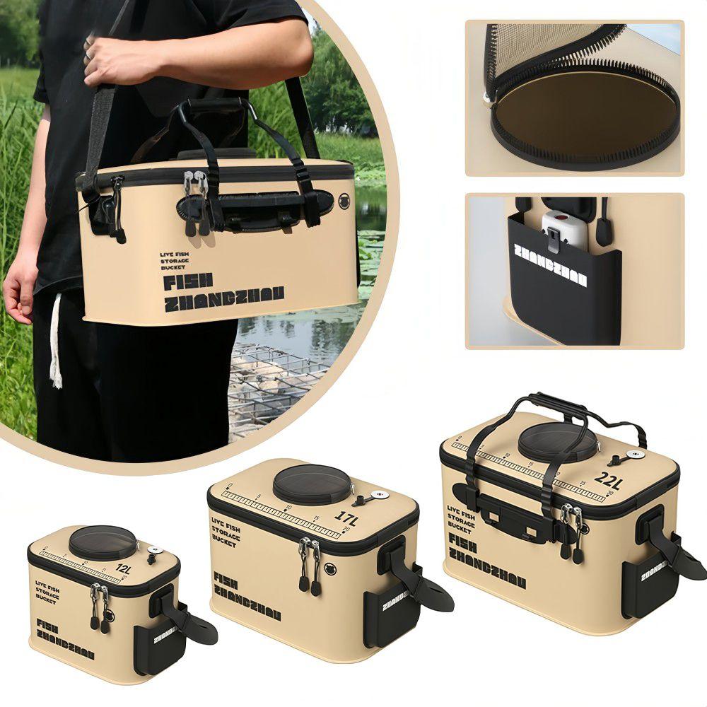 Portable Foldable EVA Fishing Bucket 12/17/22L with Handle Live Fish Bucket Large Capacity Fishing Container Fishing Accessories