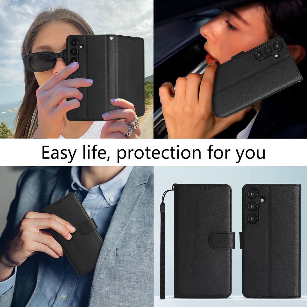For Samsung Galaxy A36 5G Case RFID Blocking Flip Leather Phone Cover with Wrist Strap