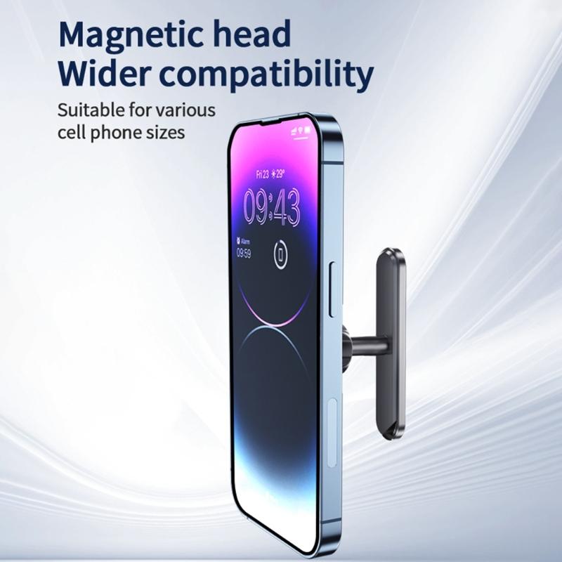 Magnetic Base Phone Mount Bracket Universal for Most Mobile Phone Rotating Aluminum Stand Holder for GYM Metal Surfaces