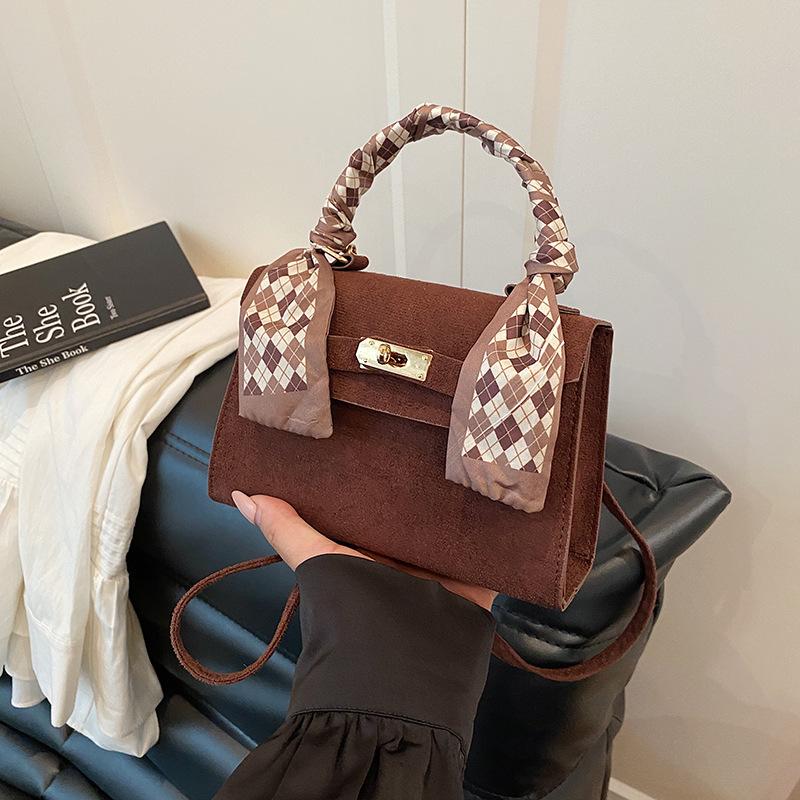 

2025pu large-capacity foreign style new Korean version of casual style silk scarf bow crossbody hand carry shoulder women s bag Without pendant