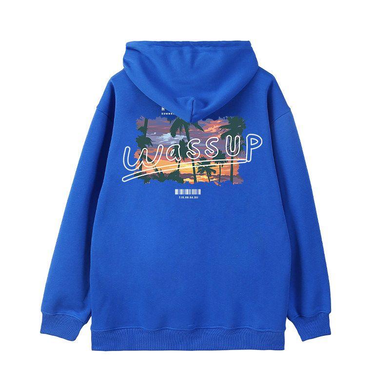 Wassup Heods Heavyweight Sweatshirt for Men, Spring and Autumn Style, Hooded Trendy Brand Oversize Men's Jacket, American Style Top