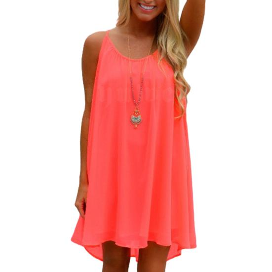 

Жіноче пляжне плаття без рукавів у сіточку, без рукавів, вільне однотонне плаття з відкритими плечима на бретельках, міні-сукня для відпустки, жіночий одяг 3XL червоний