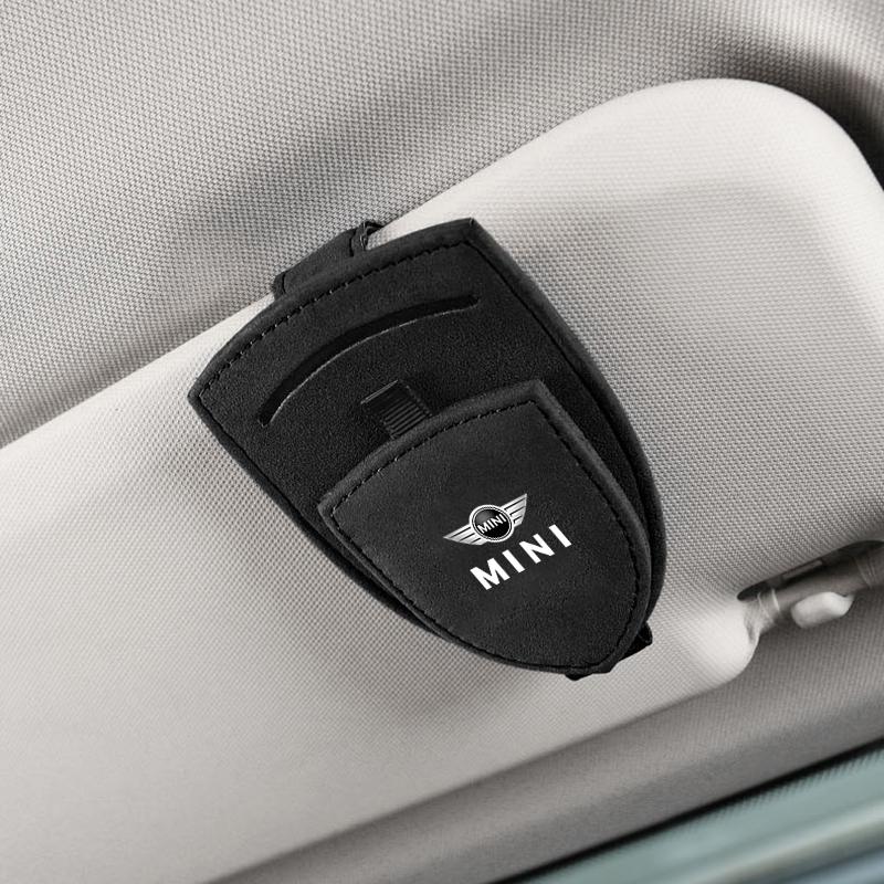 

Sunglasses Holder Suede Car Glasses Case Card Ticket Clip For Mini Cooper JCW Works R56 R50 F54 F55 F56 F57 F60 R52 R53 R55 R57 чёрный