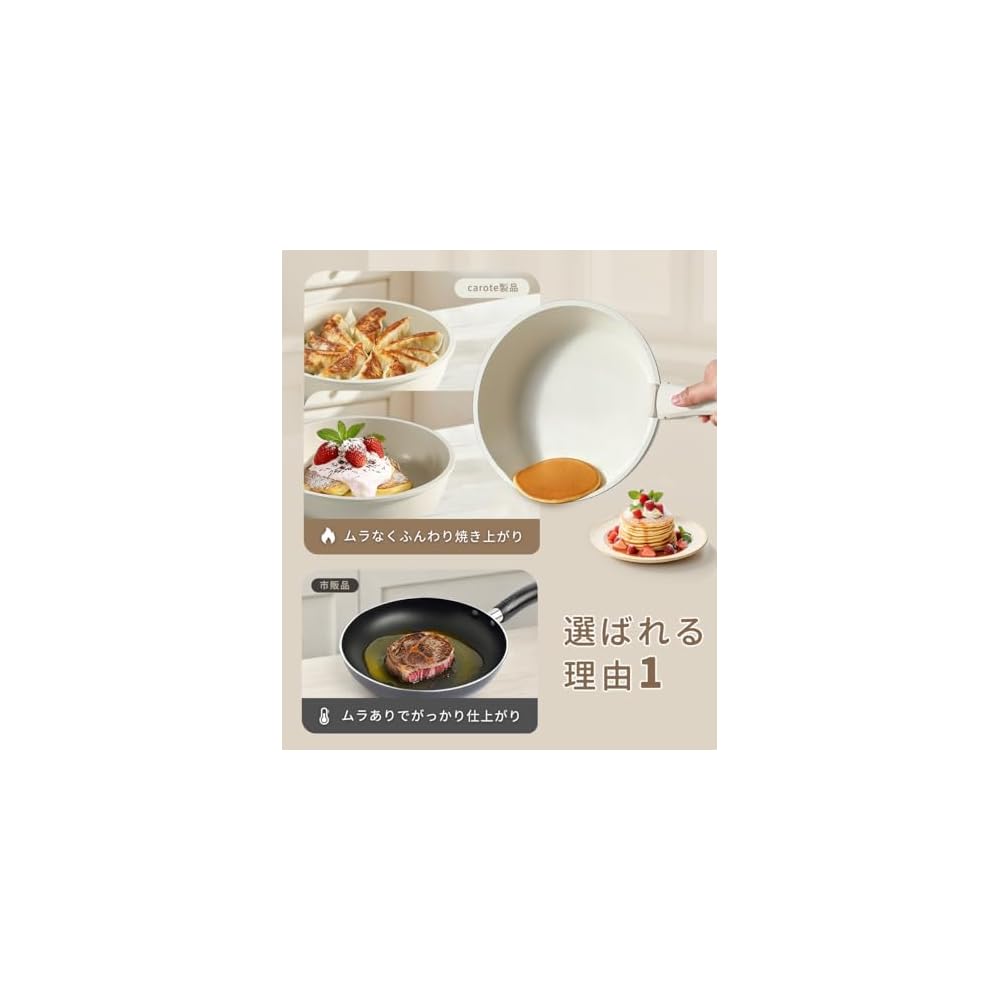 CAROTE Frying Pan and Pot Set - 4-piece set compatible with induction and gas stoves. Free from