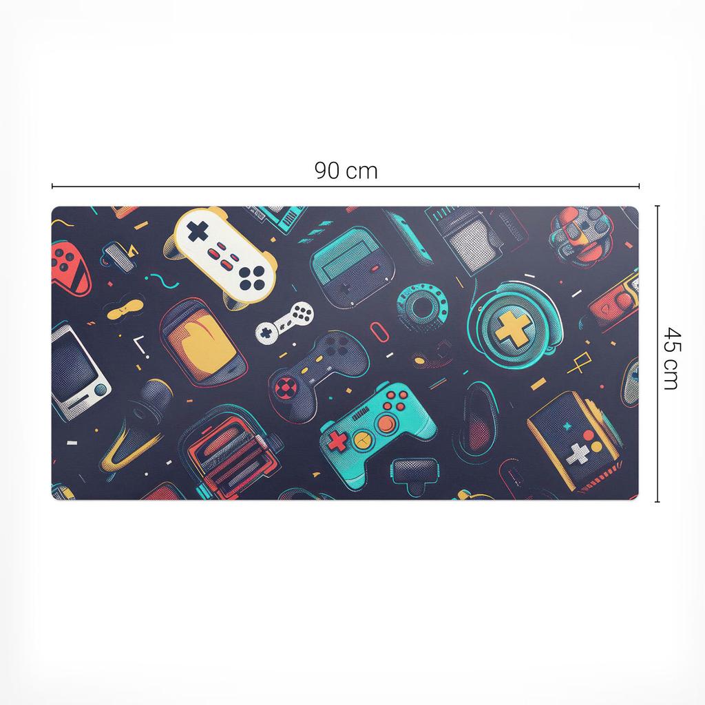 Winylowa Podkładka Ochronna Na Stanowisko Pracy Retro Gry Wzory 90X45 Cm