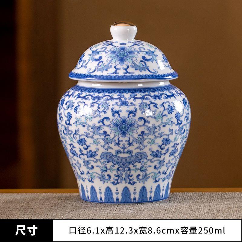 Chinese Ceramic Tea Canister Blue and White Porcelain Candy Box Household Coffee Beans Nuts Storage Jar Kitchen Food Container