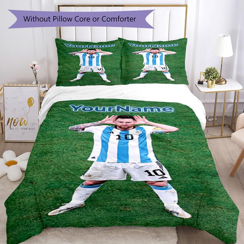 Messi 87 Customize your name Bedding Set Breathable Duvet Cover with Pillowcases Home Decoration Birthday Gift