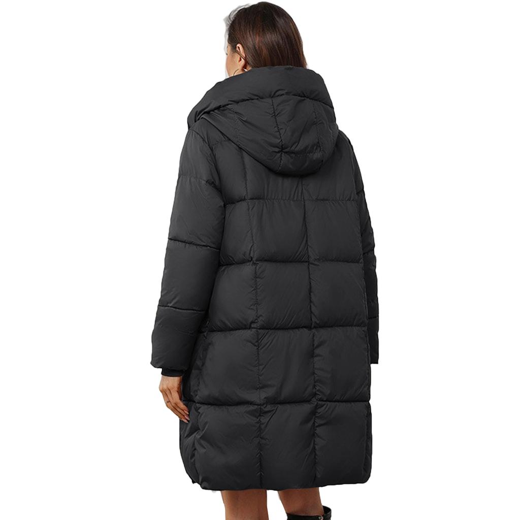 Women's Stylish And Elegant Hooded Over-the-knee Long Cotton-padded Coat, Thick And Warm Outerwear