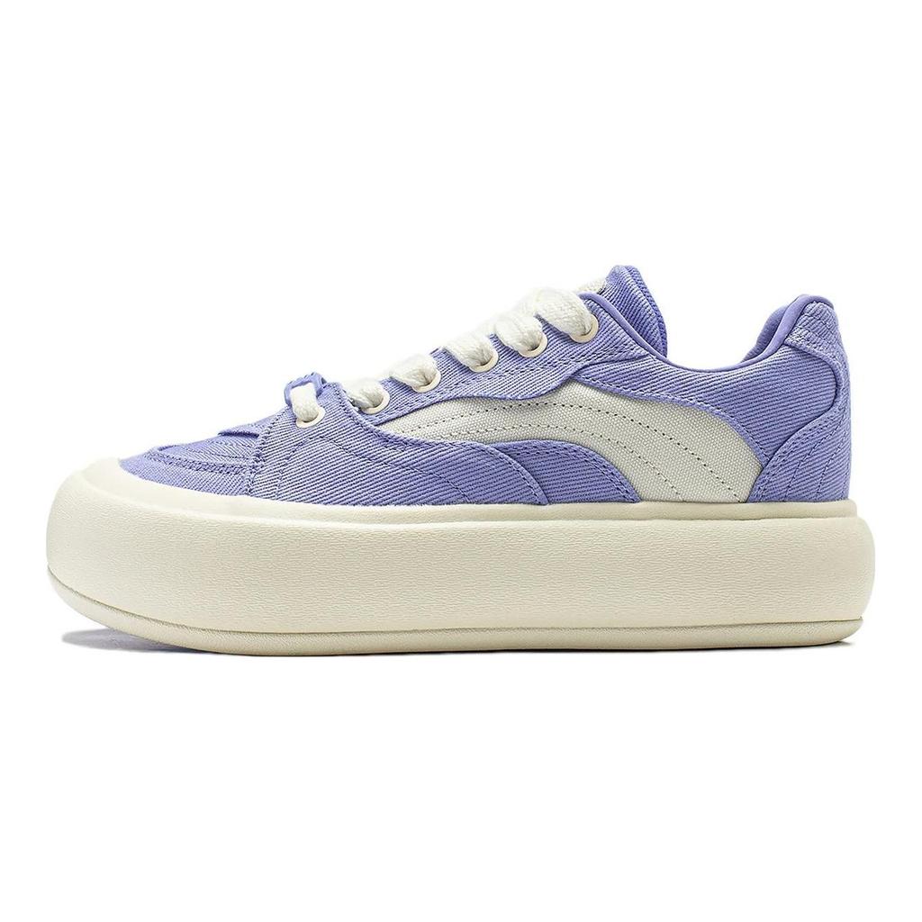 Li Ning Cream Puff Platform Slip Resistant Low top Casual Shoes Women's Purple White AZGT026-8