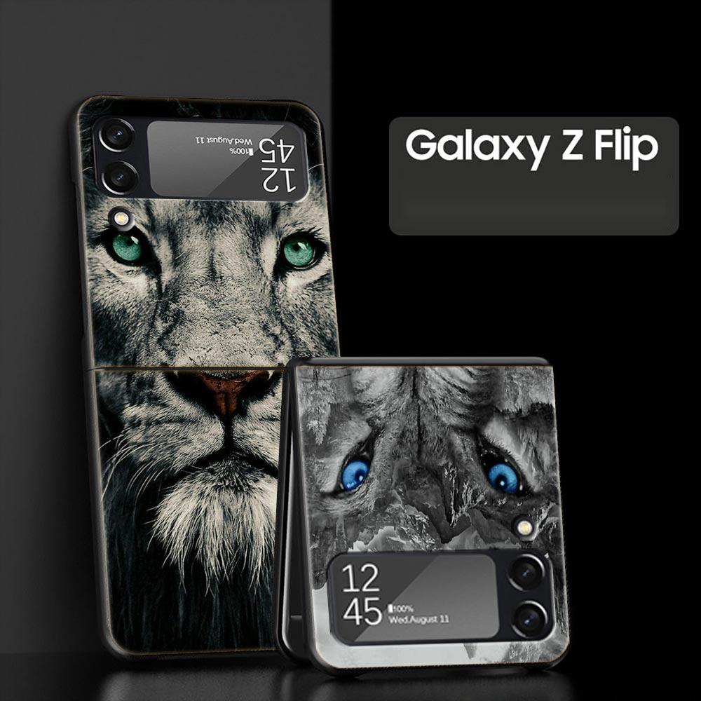 Z Flip 4 Phone Case for Samsung Galaxy Z Flip 3 5G ZFlip3 Flip3 zflip Flip4 Black Hard Cover Lion Tiger king monkey animal Shell