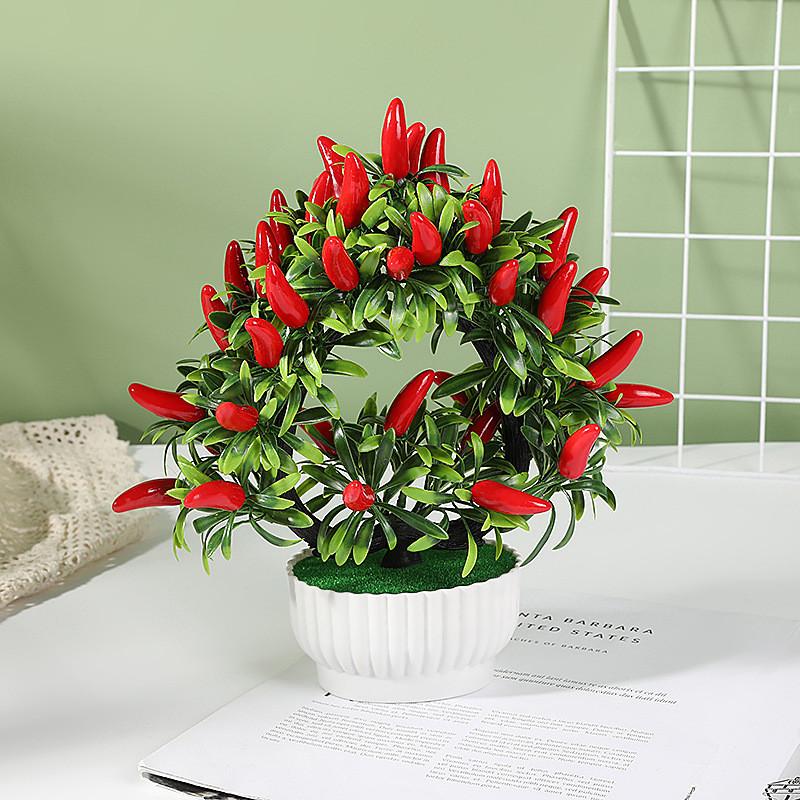 

Artificial Punica Heartshaped Granatum Bonsai Plastic Decor For Room Ornament Chili