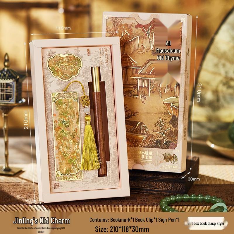 JINGRUIXIANG Chinese Style Metal Bookmark Gift Set