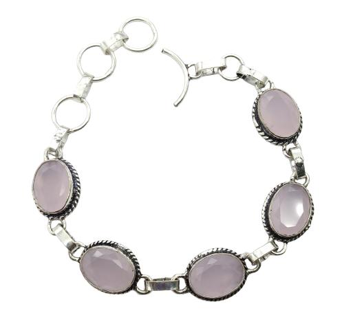 Rose Quartz Gemstone Silver Plated Handmade Bracelet Jewelry BR 20