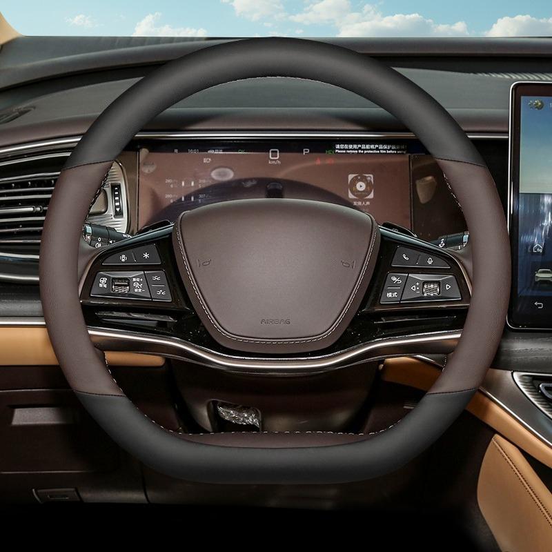 For Denza D9 2026-2026 Car Steering Wheel Cover Wrap Leather Ultra-thin Anti Slip Car Handle Covers Auto Interior Accessories