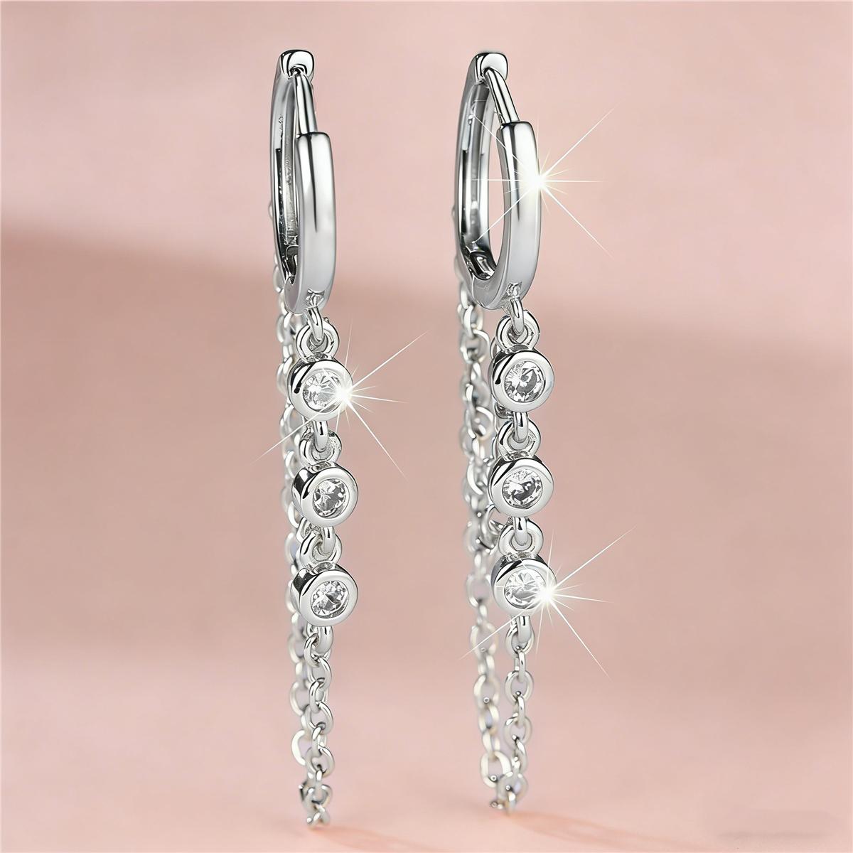 

Crystal White Zircon Stone Round Hoop Earrings For Women Vintage Silver Color Wedding Jewelry