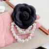 Fashion Women  Men Elegant Korean Style Camellia Pearl Brooches Pins Fashion Cloth Flower Wedding Party Exquisite Brooch Pin