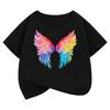 Fashion Colorful Wing T Shirts Graphic Short Sleeve Kids Children's T-shirt Boys Girls Summer Spring Casual Top Y2k Tee Shirt