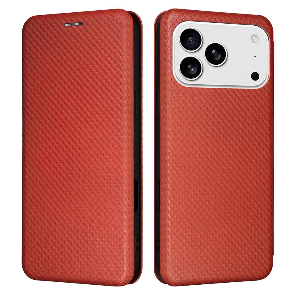 For iPhone 17 Pro Case Carbon Fiber Texture Drop-Proof PU Leather Phone Cover