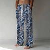 Men Black Base Rainbow Gradient Leopard Print Drawstring Straight Trousers With Side Pockets Eye Catching Bottoms