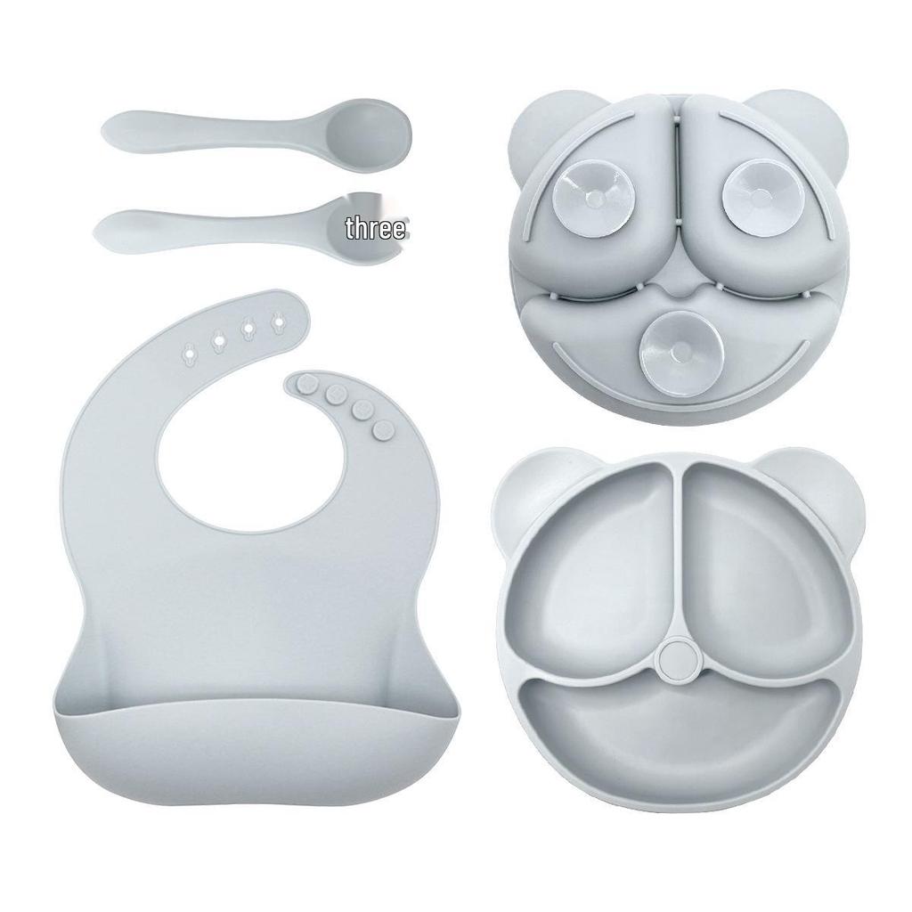 Little Bear Silicone Suction Plate & Bib Set for Infants and Toddlers
