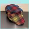 Artistic Retro Check Pattern Cap For Women Winter Fashion Breathable Warm Hat