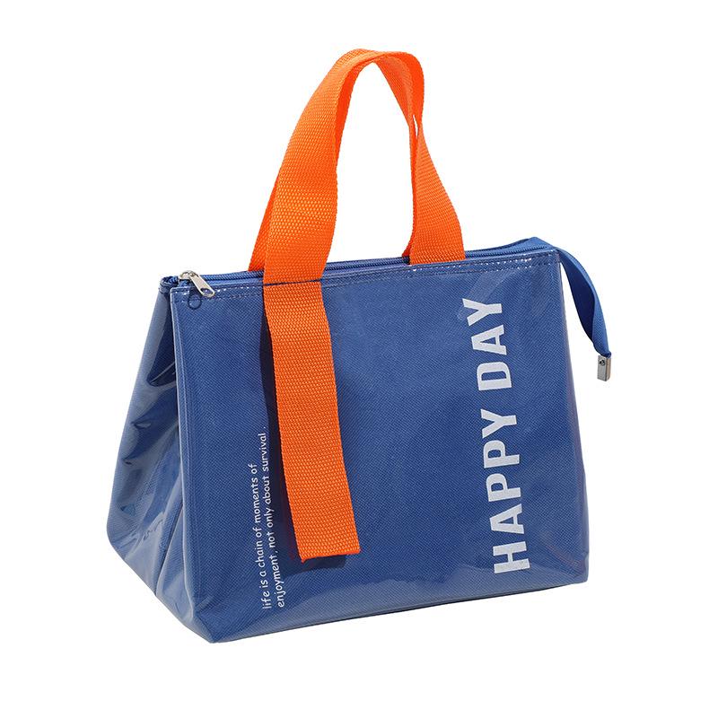 PVC Insulated Waterproof Lunch Bag - Fresh Style Handbag for Students and Office Workers, Thickened for Commute or Take-Out Meals.