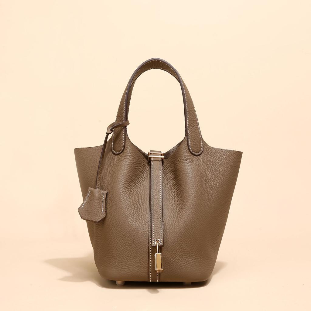Leather Vegetable Basket Women's Bag High Version Sophie Line TC First Layer Cowhide Bucket Bag Thick Leather Fashion Casual Bag