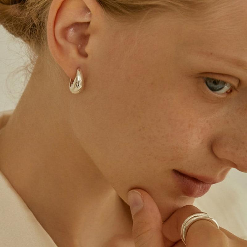 LUNNE Silver Glamorous Bold Volume One-Touch Earrings #LSE08