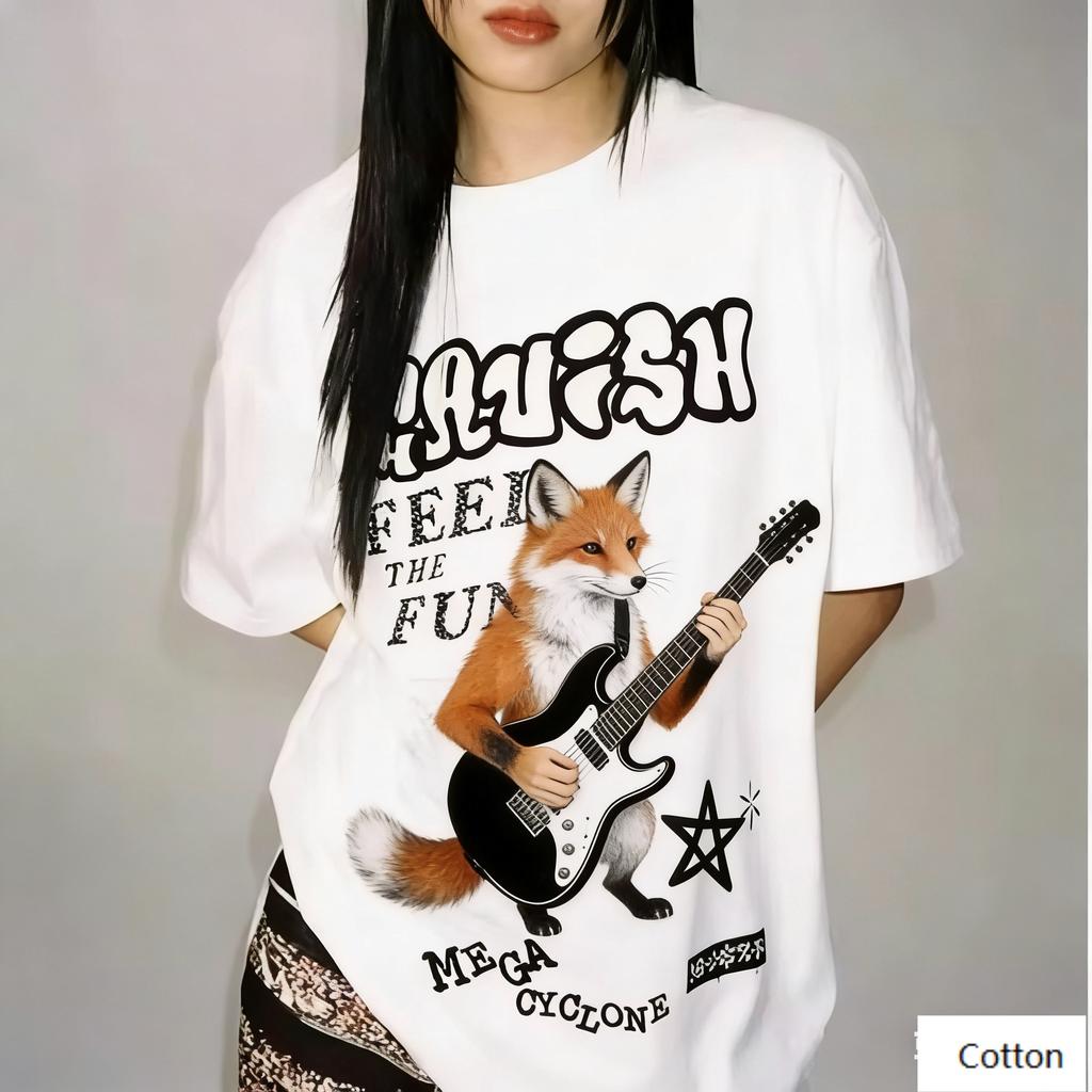 Vintage Rock Shiba Inu Graphic TShirt with Rock Hand Gesture Print Retro Cotton Tee Aesthetic Rock Style Unisex Top