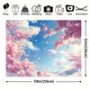 2D Pastel Cherry Blossom Tapestry Aesthetic Spring Sky Wall Art with Falling Sakura Petals