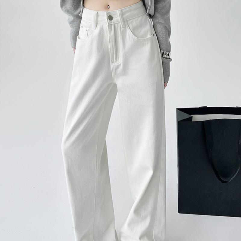 High Waist Wide Leg Denim Pants Women's Spring 2025 New Style Slimming Drapey Loose Floor-Length Narrow Straight Cut Trousers