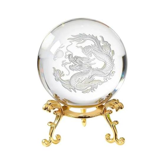 Dragon Figurine Feng Shui Dragon Ball Crystal Good Luck Lucky Charm Dragon Good Luck Figurine Entrance Decoration Feng Shui Goods Luck with Money