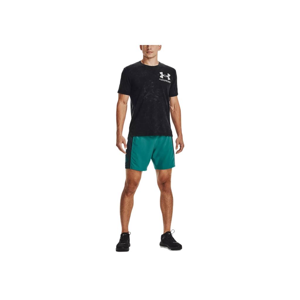 Under Armour T-shirt de Sport Running Imprimé Grand Logo Vintage Américain Col Ras du Cou Manches Courtes Homme Tops Noir 1372590-001