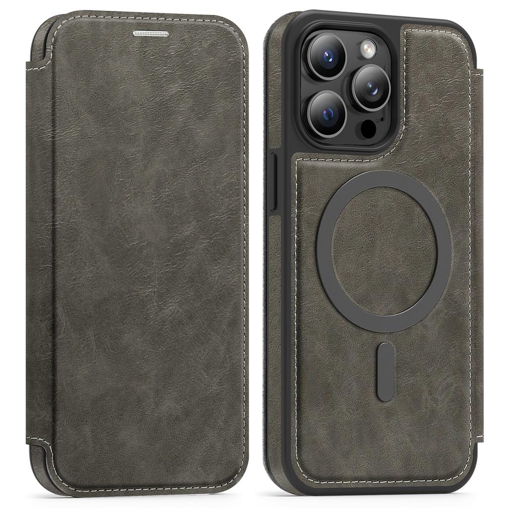 For iPhone 14 Pro Max Case Compatible with MagSafe RFID Blocking Card Holder Leather Phone Cover