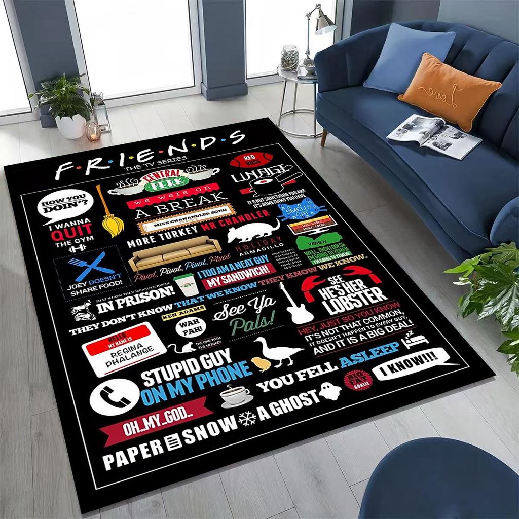 Klassisches Friends Central Perk Schild TV-Teppich für Schlafzimmer Wohnzimmer Sofa Zuhause Fußabtreter Dekor, Große rutschfeste Spielmatte für Kinder