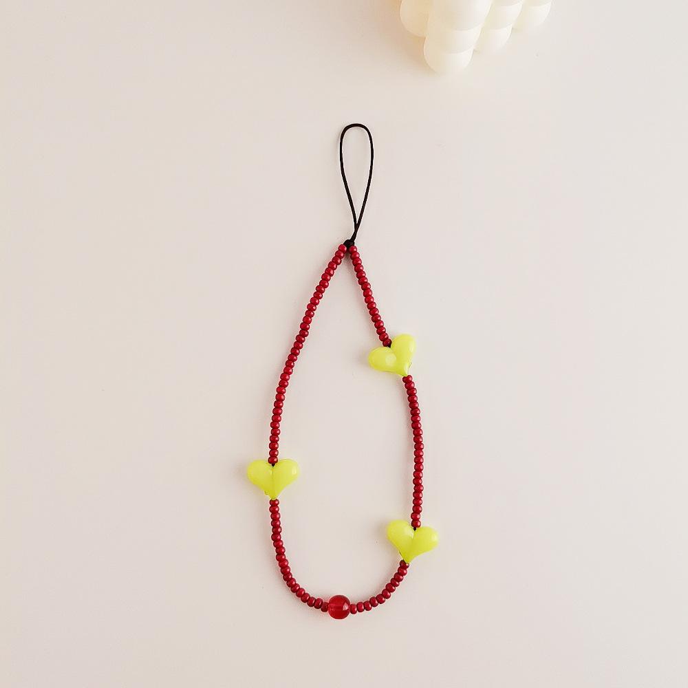 INS wind rice bead chain acrylic love anti-lost hand carry fashion chain short mobile phone chain