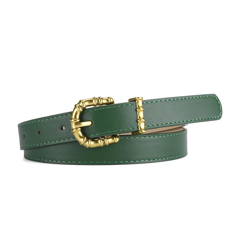 Slub Gold Buckle PU Firming PU Belt Slim Windbreaker Jeans Outer Waist Belt