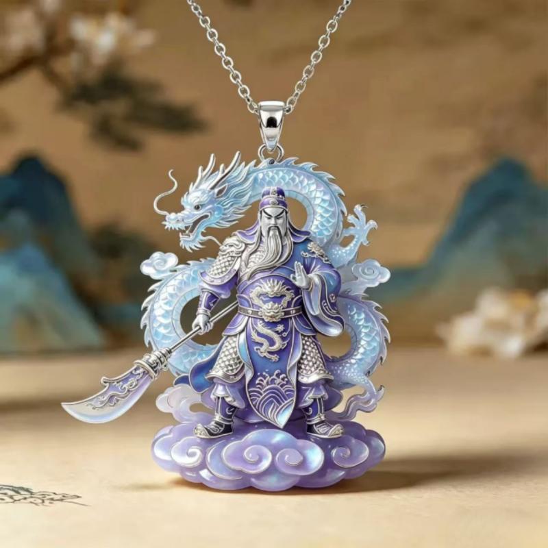 Cute Dragon Fox Pendant Necklace Colorful Enamel Craft Sparkling Crystal Jewelry for Christmas Holiday Wear Gift