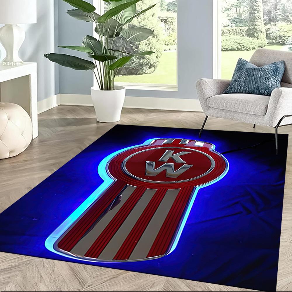 Kenworth Illuminated Logo Sign Square rugs are a great choice for living rooms, bedrooms, home décor, and as gifts.