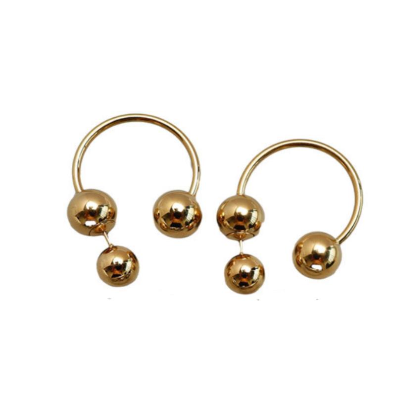 

Fashion Metal Hoop Earrings with Round Ball Drop Design Eye-catching Statement for Office and Casual Occasions срібний